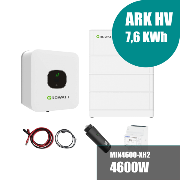 Growatt Komplettset MIN 4600-XH2 4,6kW Hybridwechselrichter 1-phasig & ARK 7,6XH Solarspeicher 7,68kWh