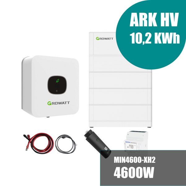 Growatt Komplettset MIN 4600-XH2 4,6kW Hybridwechselrichter 1-phasig & ARK 10,2XH Solarspeicher 10,24kWh