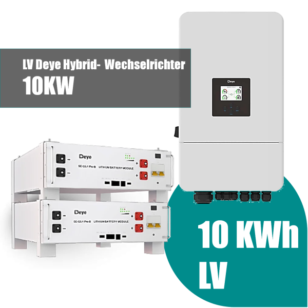Deye Komplettset 10 kW Hybridwechselrichter & 10 kWh Batteriespeicher Deye SEG - 0% MwSt. (gem. § 12 Abs. 3 UStG)