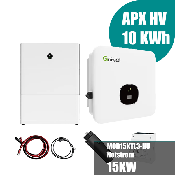 Growatt Komplettset MOD15KTL3-HU 15kw Hybridwechselrichter 3-phasig & APX 10.0P Solarspeicher 10kWh (mit P2)