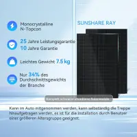 SUNSHARE Ray Balkonkraftwerk Solarmodul 200W Full Black...