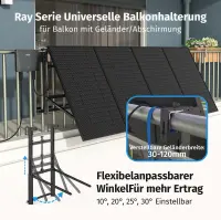 SUNSHARE Ray Geländer / Schild Balkon Halterung Winkel einstellbar vor Installation - 2% Skonto bei Vorkasse Überweisung