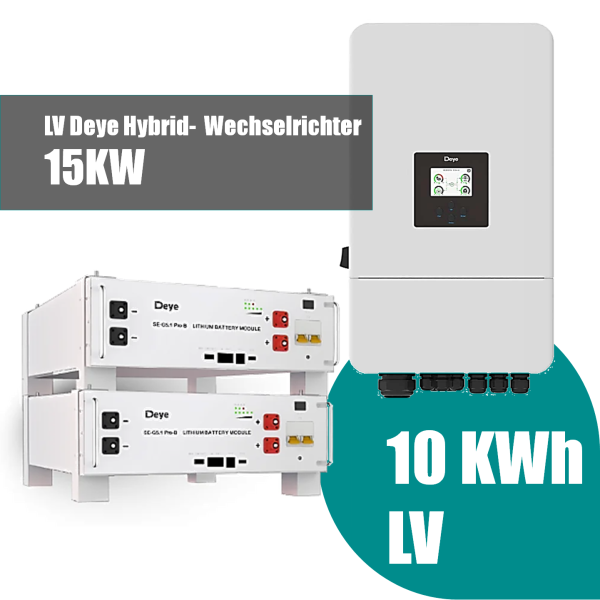 Deye Komplettset 15 kW Hybridwechselrichter (Deye SUN-15K-SG05LP3-EU-SM2) & 10 kWh Batteriespeicher Deye SEG - 0% MwSt. (gem. § 12 Abs. 3 UStG)