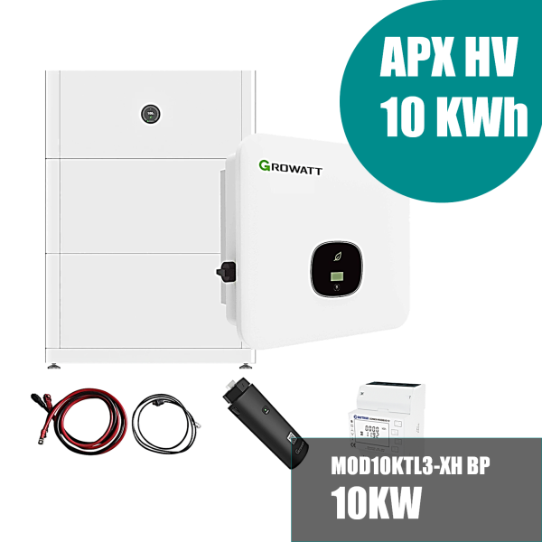 Growatt Komplettset MOD10KTL3-XH BP 10kw Hybridwechselrichter 3-phasig & APX 10.0P Solarspeicher 10kWh (mit P2)