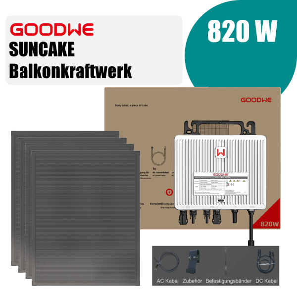 GoodWe Suncake 820 W Balkonkraftwerk Komplett-Set (inkl. Montage Set) zur 1 Person Montage