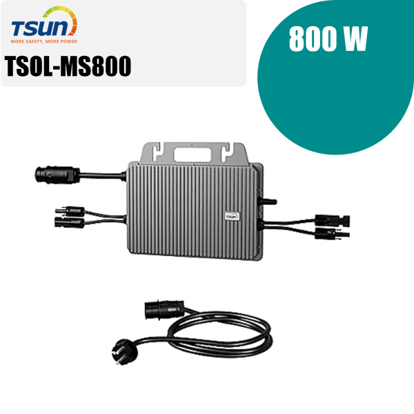 TSUN Mikro-Wechselrichter 800W TSOL-MS800 für Balkonkraftwerk, IP67 wetterfest, 4 MPPT, Bluetooth & WiFi, inkl. 5m Anschlusskabel