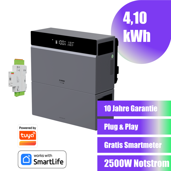 CONOW Tuya CBE2000 Pro AIO Speicherpaket 4,1 kWh + Gratis Smart Meter