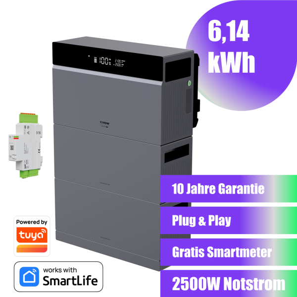 CONOW Tuya CBE2000 Pro AIO Speicherpaket 6,14 kWh + Gratis Smart Meter