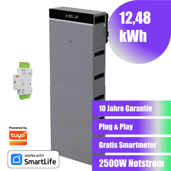 CONOW Tuya CBE2000 Pro AIO Speicherpaket 12,48 kWh + Gratis Smart Meter
