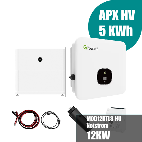 Growatt Komplettset MOD12KTL3-HU 12kw Hybridwechselrichter 3-phasig & APX 5.0P Solarspeicher 5kWh (mit P2)