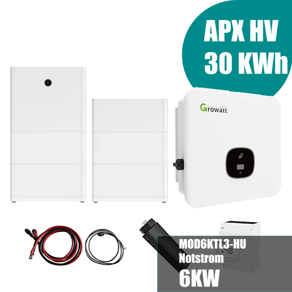 Growatt Komplettset MOD6KTL3-HU 6kw Hybridwechselrichter 3-phasig & APX 30.0P Solarspeicher 30kWh (mit P2)