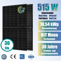 36x Maysun 515Wp HJT N-Type Glas-Glas Bifazial Full Black...