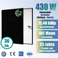 36x Maysun 430Wp IBC Monokristallin Full Black No Busbar...