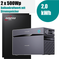1000W Balkonkraftwerk mit Sunshare Glory 2,03kWh Speicher...