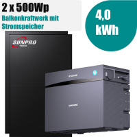 1000W Balkonkraftwerk mit Sunshare Glory 4,02kWh Speicher...