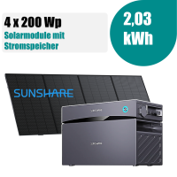 800W Balkonkraftwerk mit Sunshare Glory 2,03 kWh Speicher...