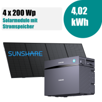 800W Balkonkraftwerk mit Sunshare Glory 4,02 kWh Speicher...