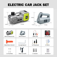 ASCEND PRO Plug-in Elektro-Hydraulik-Wagenheber 5 t, 12-V-Steckerversion mit Luftpumpe, 450 Nm Radschrauber, LED und Koffer