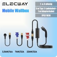 ELECWAY Mobile Wallbox 22 kW Typ 2 32 A mit 5 m Ladekabel...