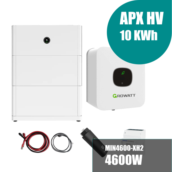 Growatt Komplettset MIN 4600-XH2 4.6kW Hybridwechselrichter 1-phasig & APX 10.0P Solarspeicher 10kWh