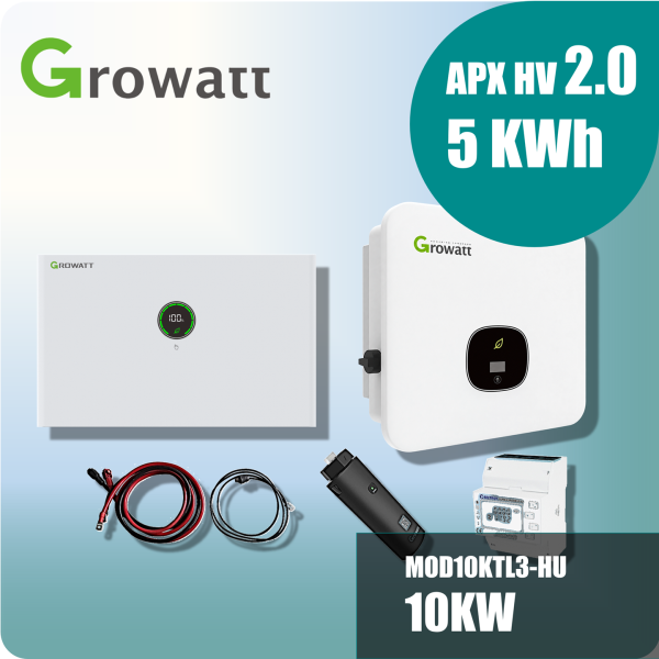 Growatt Komplettset MOD10KTL3-HU 10kw Hybridwechselrichter 3-phasig & APX 2.0 5.0M-S3 5kWh Hochvolt-Solarspeicher