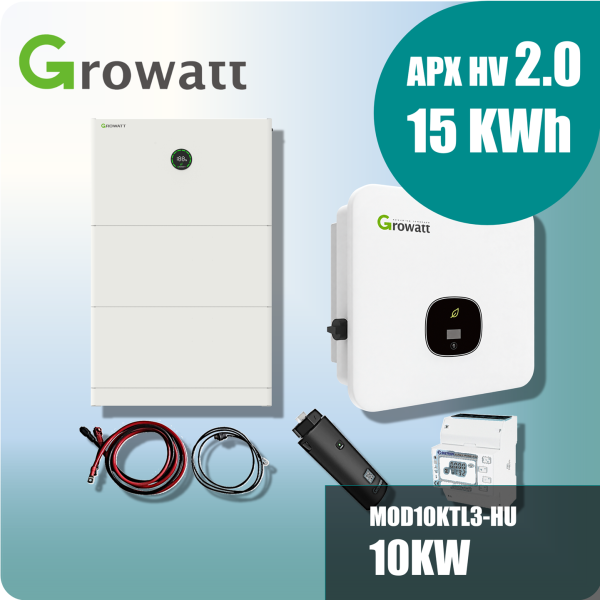 Growatt Komplettset MOD10KTL3-HU 10kw Hybridwechselrichter 3-phasig & APX 2.0 15.0M-S3 15kWh Hochvolt-Solarspeicher