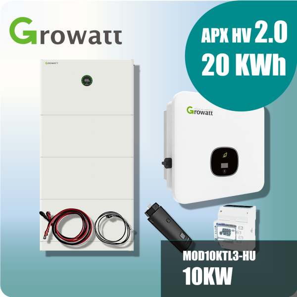 Growatt Komplettset MOD10KTL3-HU 10kw Hybridwechselrichter 3-phasig & APX 2.0 20.0M-S3 20kWh Hochvolt-Solarspeicher