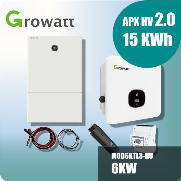 Growatt Komplettset MOD6KTL3-HU 6kw Hybridwechselrichter 3-phasig & APX 2.0 15.0M-S3 15kWh Hochvolt-Solarspeicher