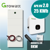 Growatt Komplettset MOD8KTL3-HU 8kw Hybridwechselrichter 3-phasig & APX 2.0 25.0M-S3 25kWh Hochvolt-Solarspeicher