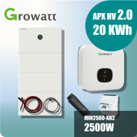 Growatt Komplettset MIN 2500-XH2 2,5kW Hybridwechselrichter 1-phasig & APX 2.0 20.0M-S3 20kWh Hochvolt-Solarspeicher