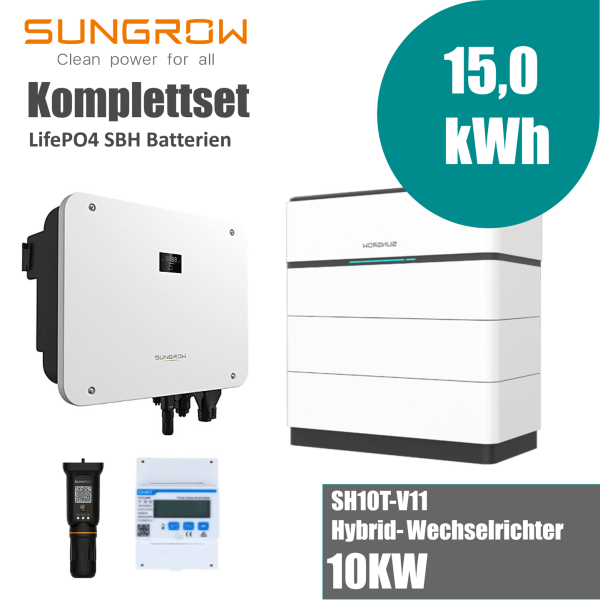 Sungrow Komplettset SH10T-V11 10kW Hybridwechselrichter mit 15 kWh Sungrow SBH150 Speicher