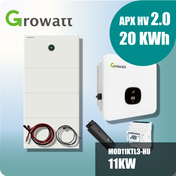 Growatt Komplettset MOD11KTL3-HU 11kw Hybridwechselrichter 3-phasig & APX 2.0 20.0M-S3 20kWh Hochvolt-Solarspeicher