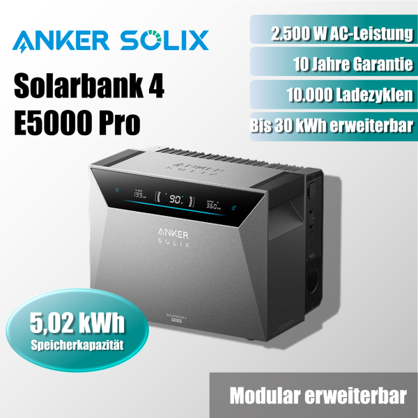Anker Solix Solarbank 4 E5000 Pro - 2% Skonto bei Vorkasse Banküberweisung
