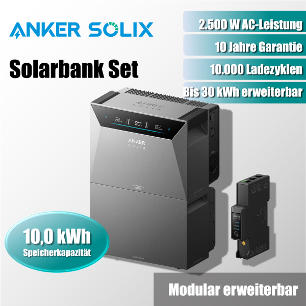 Anker Solix Solarbank 4 E5000 Pro + BP5000 Erweiterungsakku + Smart Meter Gen 2 3 Phasen 0% MwSt nach §12 Abs. 3 UStG