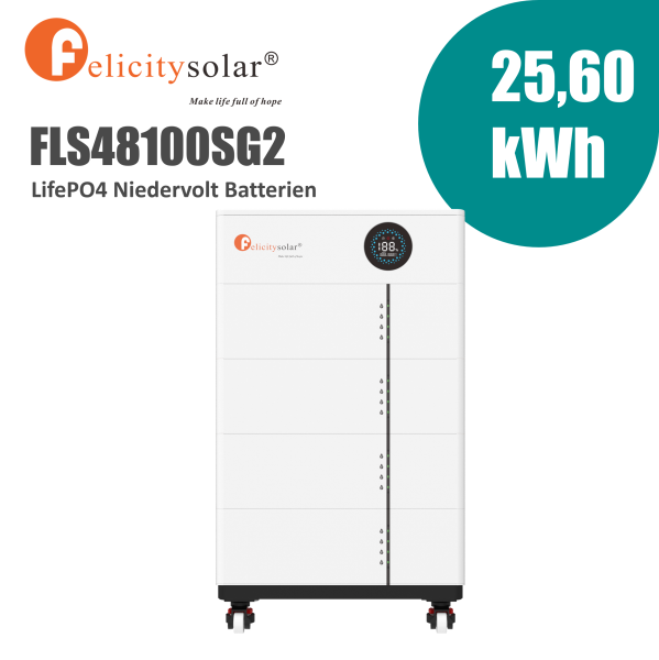 Felicitysolar FLS48100SG2 25,60kWh LiFePO4 Niedervolt-Batteriespeicher-Set