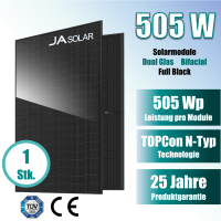 1 Stk. JA Solar 505Wp N-Type TOPCon Glas-Glas Full Black...